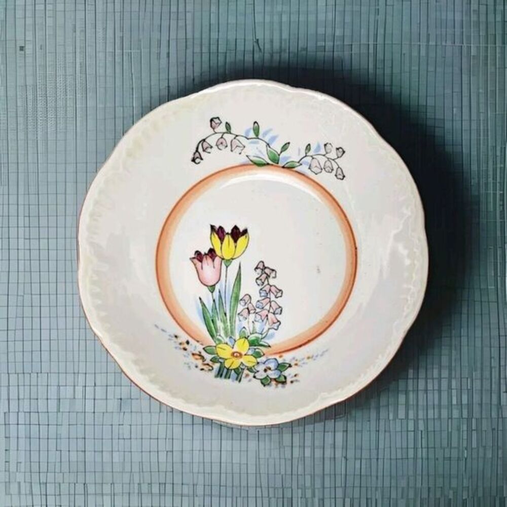 Vintage‎ cottagecore hand Painted China dish